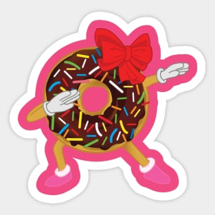 Funny Dabbing Girl Birthday Gift Chocolate Sprinkles Donut Sticker